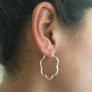 Silver Flower Hoop Earring